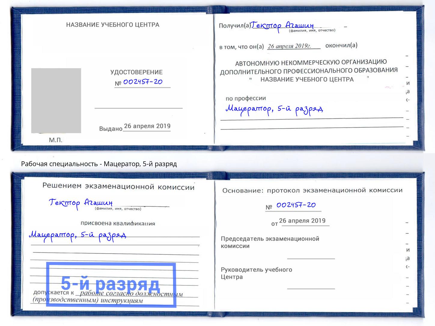 корочка 5-й разряд Мацератор Новый Уренгой